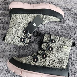Sorel Black and Pink Lace-Up Boots